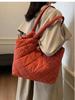 Korean Style Quilted Cotton Tote Bag - Large Capacity, Casual Shoulder Bag for Autumn/Winter 2025.