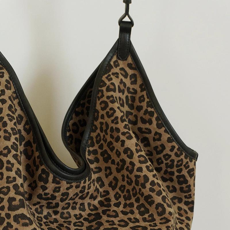 Винтажная большая сумка-тоут с леопардовым принтом, женская модная сумка через плечо, большая вместимость, эстетичные новые дизайнерские сумки для женщин и молодежи