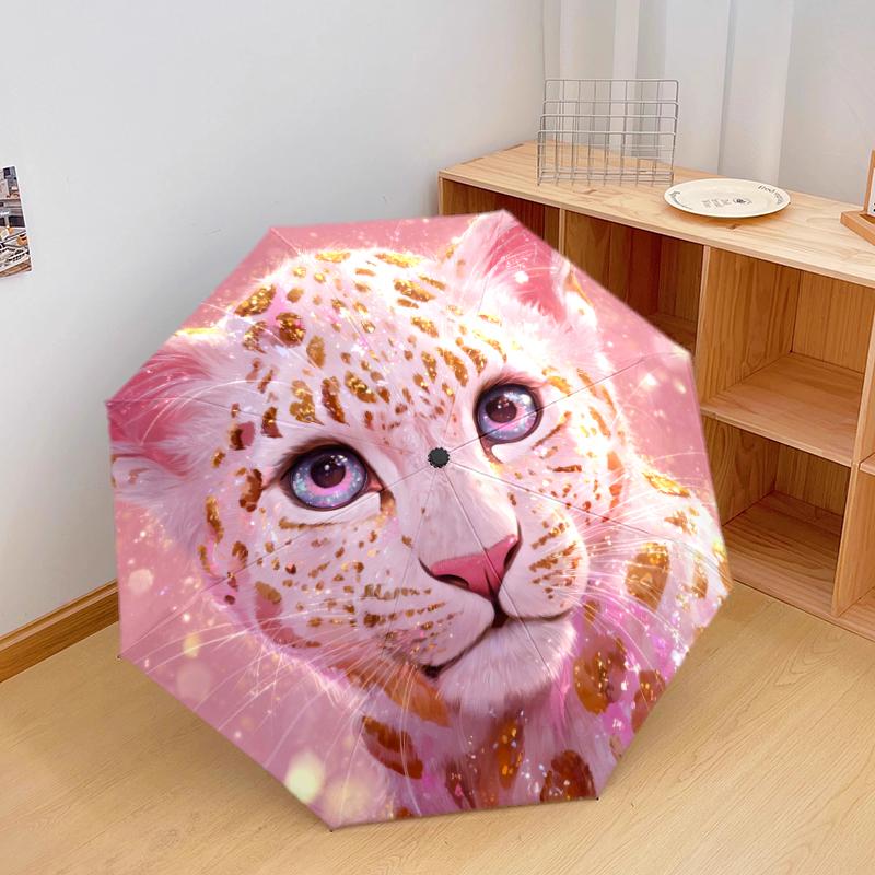 1 шт. Автоматический складной зонт - милый розовый узор, Портативный и складной дизайн с 8 спицами, Рождественские и Новогодние подарки