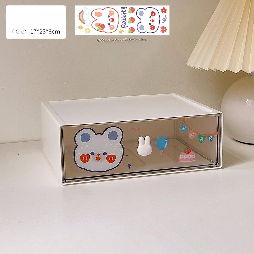 Милый ящик для хранения на рабочем столе, студенческий стол, прозрачная полка, косметика, канцелярские принадлежности