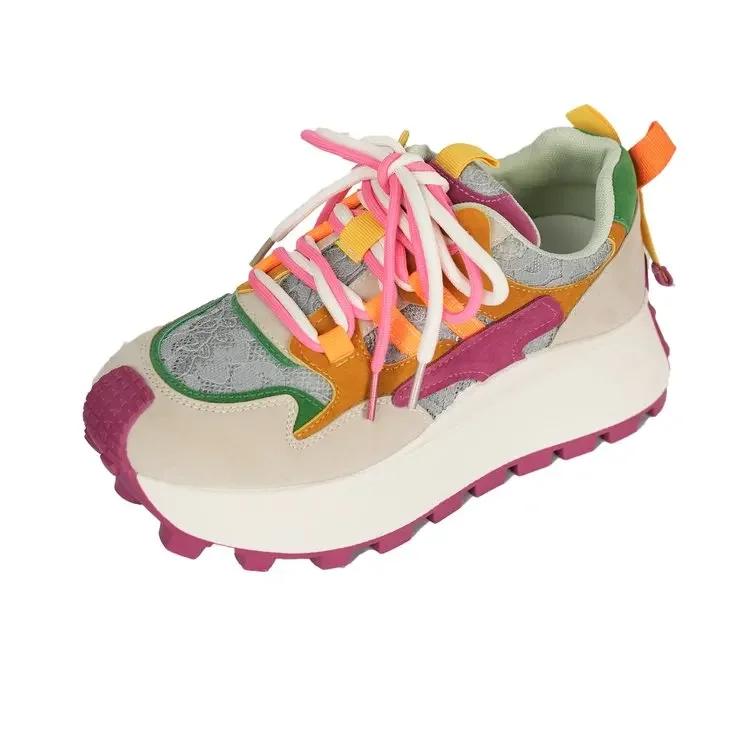 Модные новые женские кроссовки Модные универсальные женские теннисные туфли Дышащие сетчатые кроссовки Удобные повседневные кроссовки на платформе