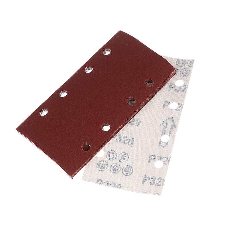 10 шт. Прямоугольные премиальные флокированные листы наждачной бумаги с 8 отверстиями, самоклеящиеся 185X93 мм - Ассорти абразивности для пневматических шлифовальных машин