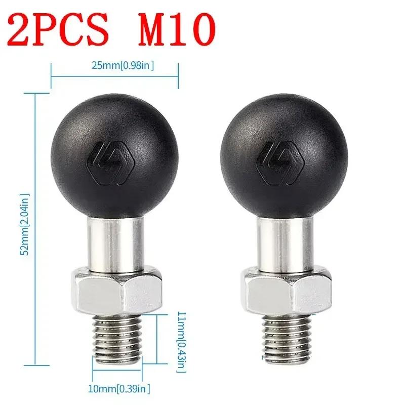Motorcycle Handlebar Rail Mount M8 M10 Ball Mount Base Adapter 25mm Ball Head Screw On Mount for Action Camera Phone Holder