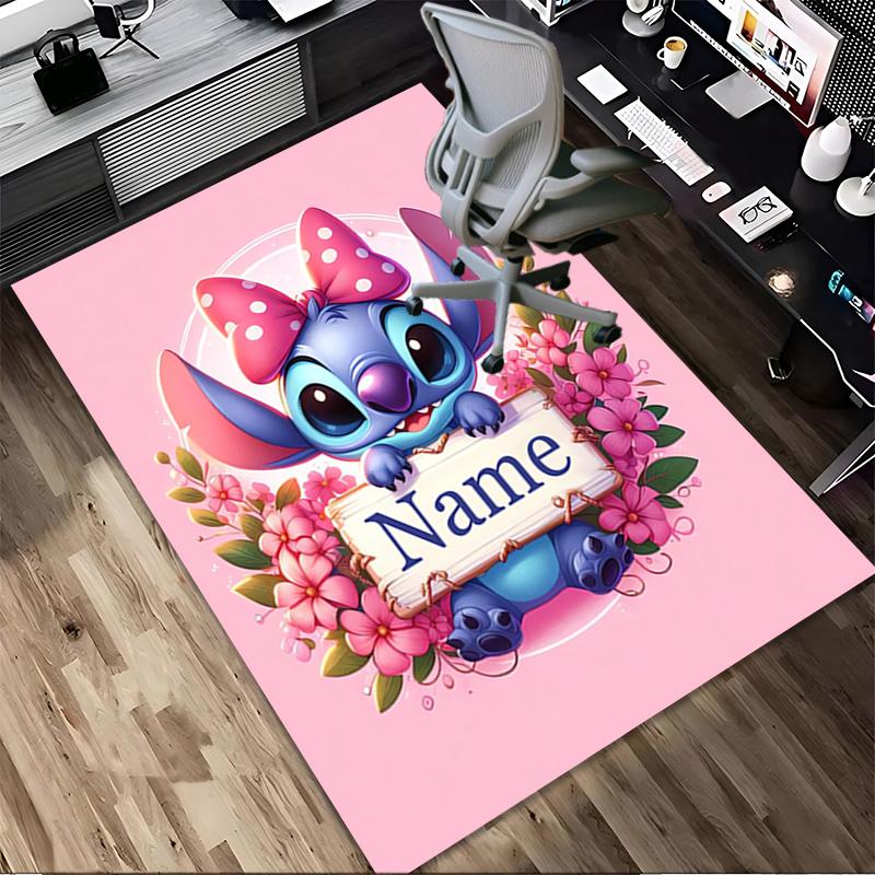 Personalized Name Rainbow Stitch Living Room Non-Slip Area Rug Soft Carpet for Bedroom Kids Playroom Sofa Office Home Decor Doormat