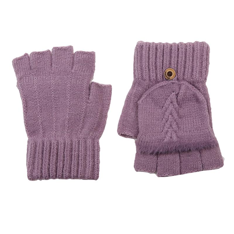 Fingers Free Wool Gloves Women Knitted Flip Fingerless Exposed Finger Gloves Mittens Winter Warm Thickening Female Mitts