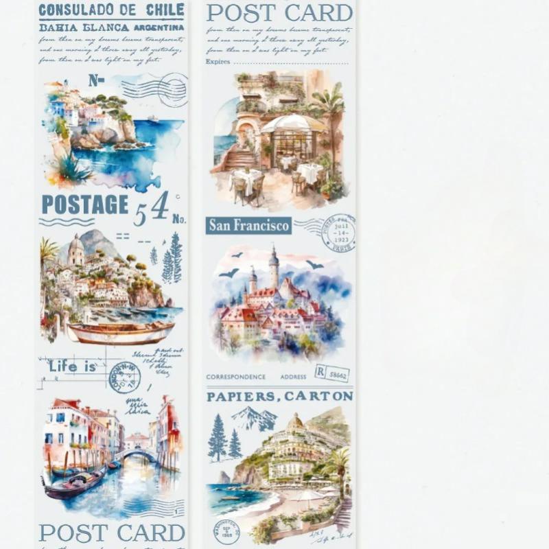 1Pc Vintage Literary Masking Washi Tape Cute Girl Flower Coffee Decorative Adhesive Material Sticker Diy Label Scrapbooking