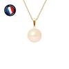 Pendant - - Genuine Freshwater Cultured Pearl 9-10 Mm - Yellow Gold - 42 Cm Chain