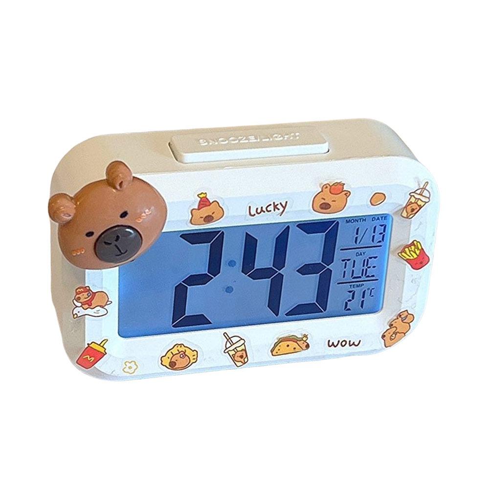 Mini Capybara Alarm Clock Cartoon Desktop Clock Cute LED Digital Clock  Student Dormitory