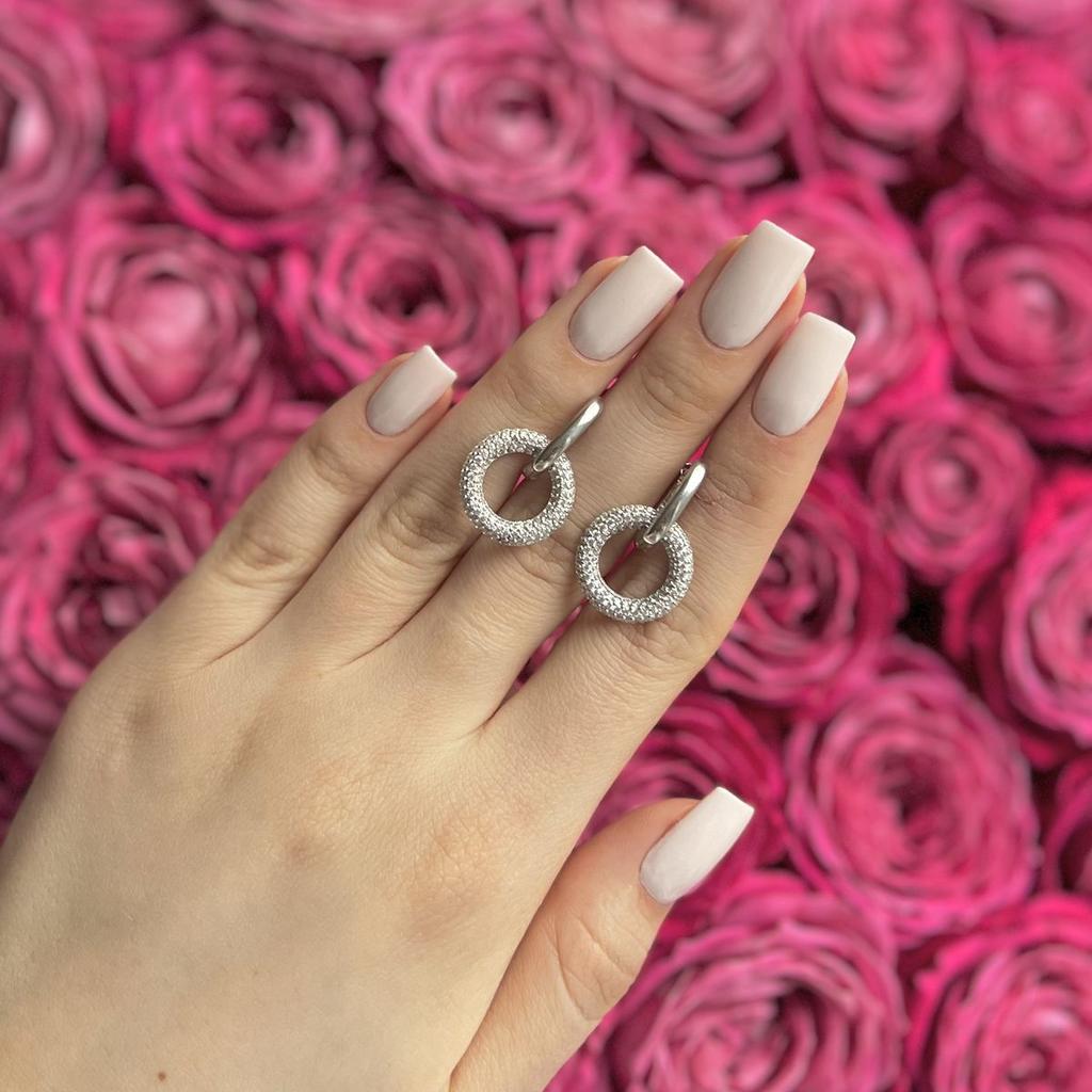 Серебряные серьги с фианитами (2138792)