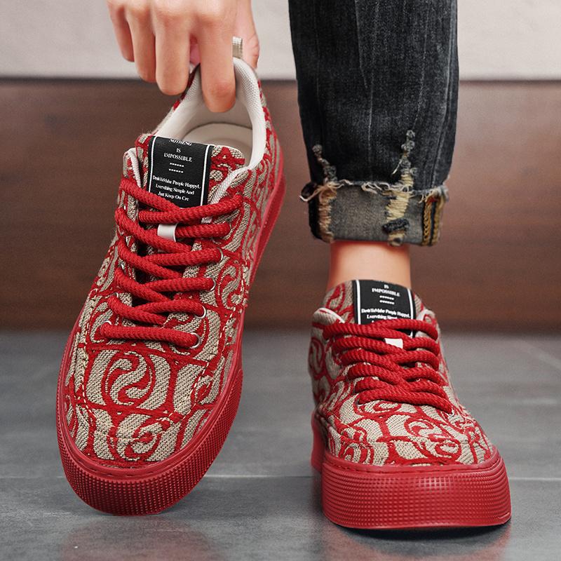 Горячая Распродажа Мужские Красные Кроссовки Из Холща Хип-Хопа Дизайнерские Мужские Кроссовки Из Холща Классические Дышащие Кроссовки На Платформе Мужские Повседневные Кроссовки Для Бордбординга