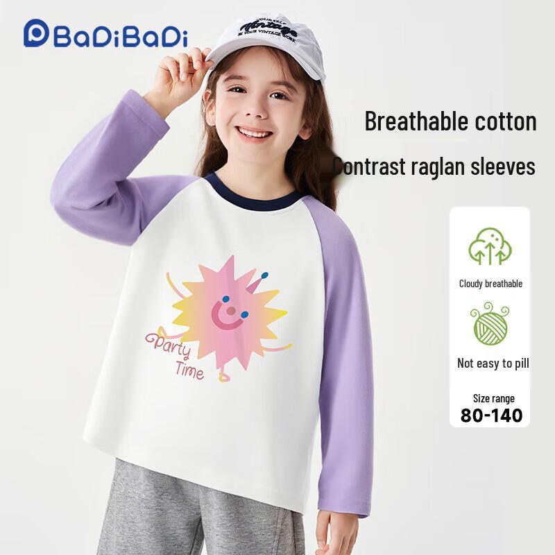 Хлопковая футболка с длинным рукавом для девочек Badi Badi