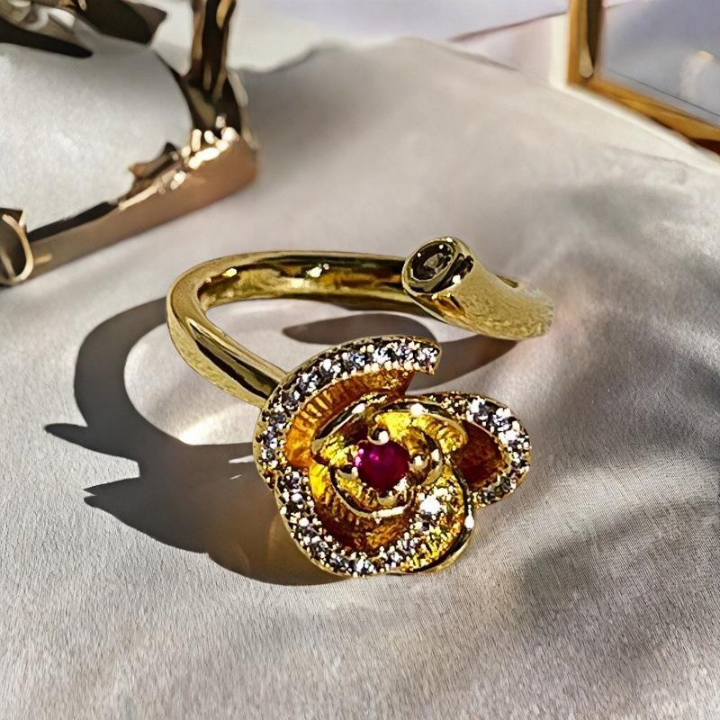 Blind Box Pair, Peach Blossom Dripping Oil Butterfly Ring, Medieval French Retro Niche Design, Light Luxury Ring For Women