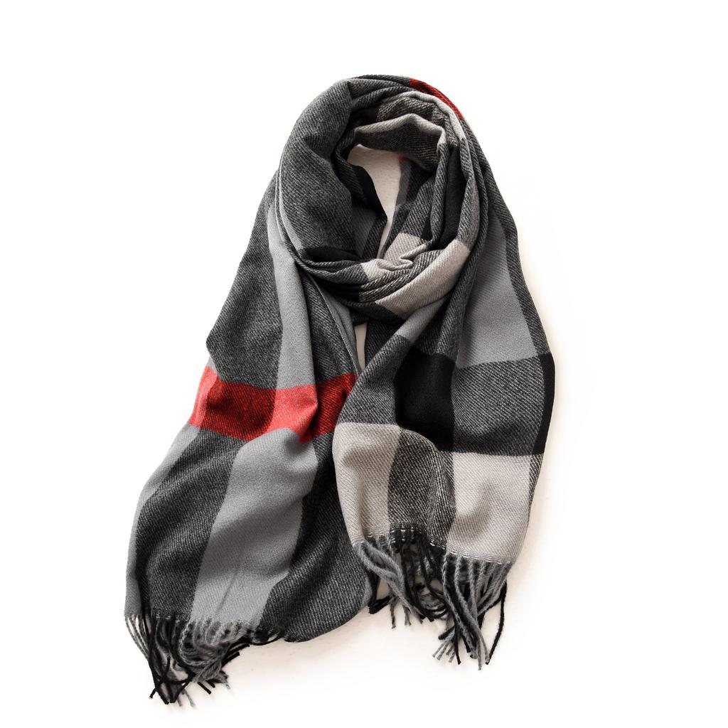 Scarf Women's Winter 2025 New Plaid Printing Tassel Imitation Cashmere Scarf Fashion Warm Shawl Scarf