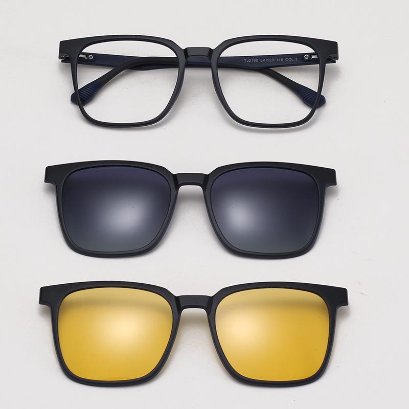 TJ2190 Unisex Three-in-One Magnetic Polarized Clip-on Sunglasses Set