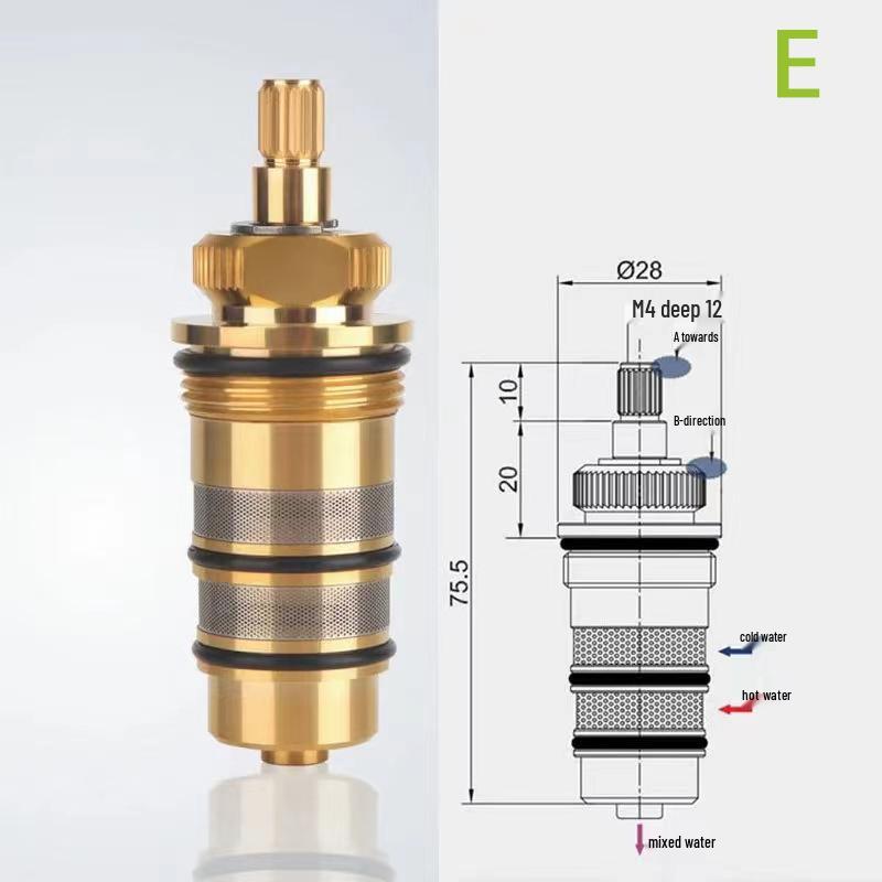 Термостатический картридж для душевой лейки из цельной меди для быстрой регулировки горячей/холодной воды