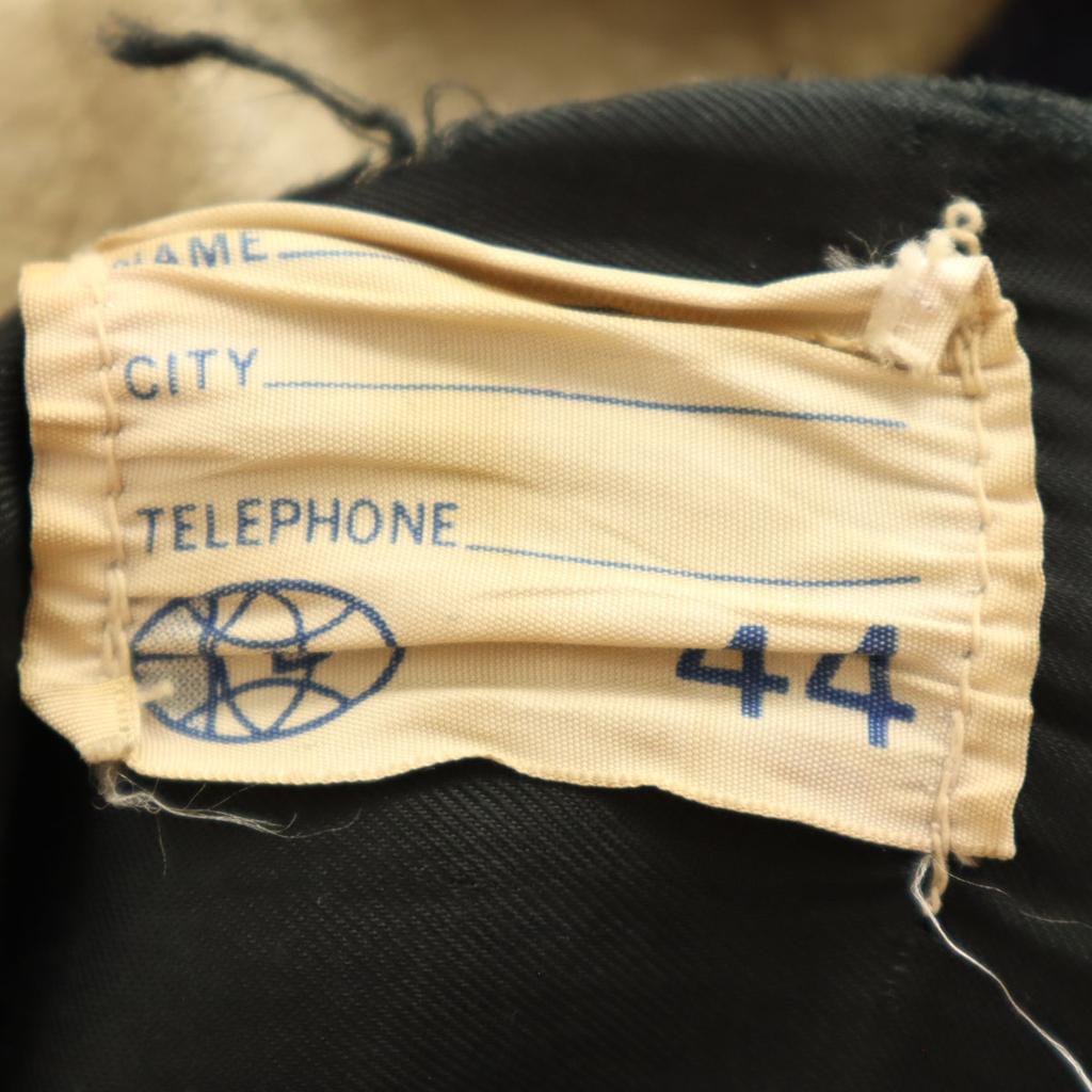 Vintage Куртка-бомбер 70-х годов с кожаными вставками и гербом, размер 44, темно-синяя, мужская, б/у