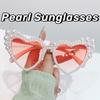 Fashion Overisized Pearl Sunglasses for Women Unisex Fashion UV400 Sun Glasses Goggles Female Luxury Design Heart Shaped Eyewear Shades