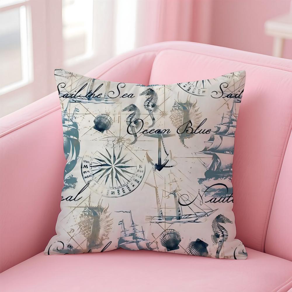 Animals Marine Theme Print Cushion Cover Pillow Case Soft Skin Friendly Fabric Concealed Zipper