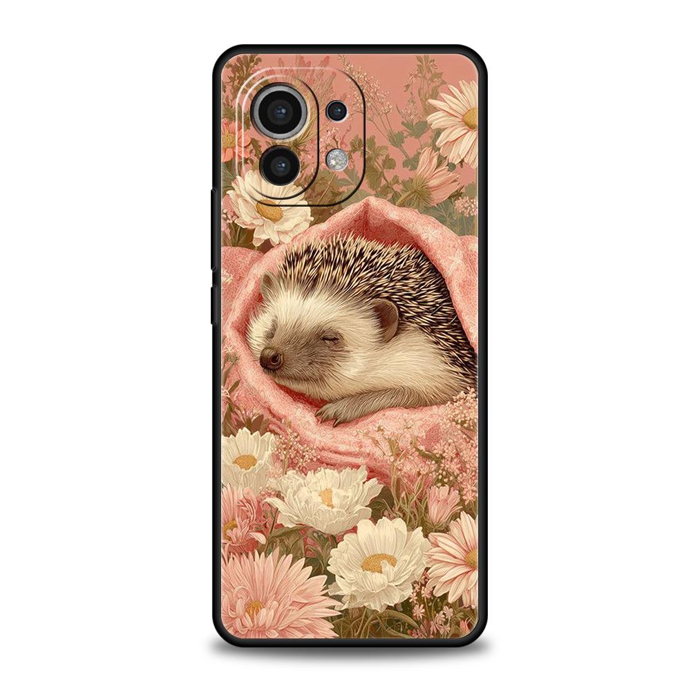 Phone Case Cover for Xiaomi Poco F7 F6 F5 F4 F3 X7 X6 X5 X4 X3 NFC M4 C51 C55 GT Pro Soft TPU Fundas Autumn Cute Hedgehog Design