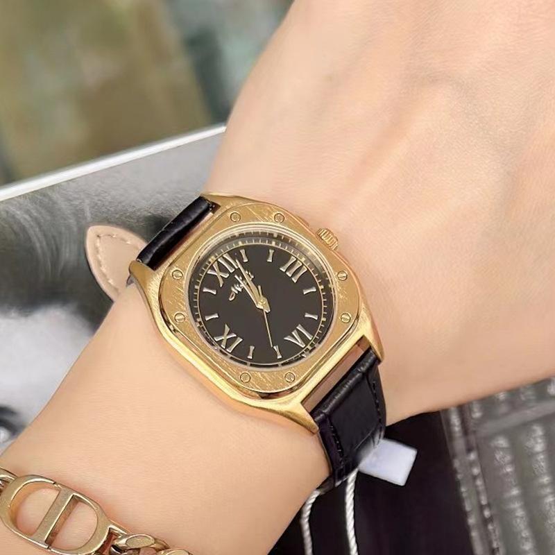 Square watch vintage Roman gold leather high-end exquisite niche light luxury high-end waterproof woman