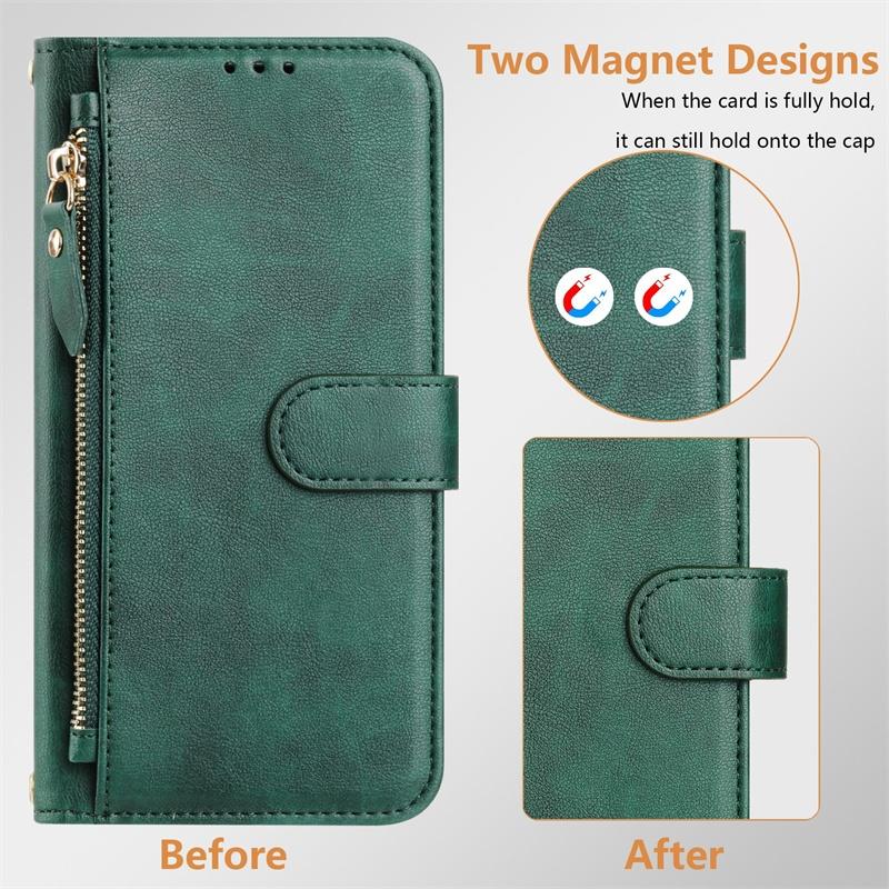 Flip Case for Vivo S16 S16E S17 S17T S18 S19 X100 X100S X200 Pro Mini 5G Leather Wallet Cover Card Slot Bag Zipper Casing