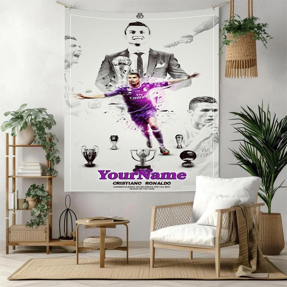 Cristiano Ronaldo Custom Your Name Wall Decor Tapestry Art For Pet Memorial Birthdaywedding Party Backdrop Family Gift
