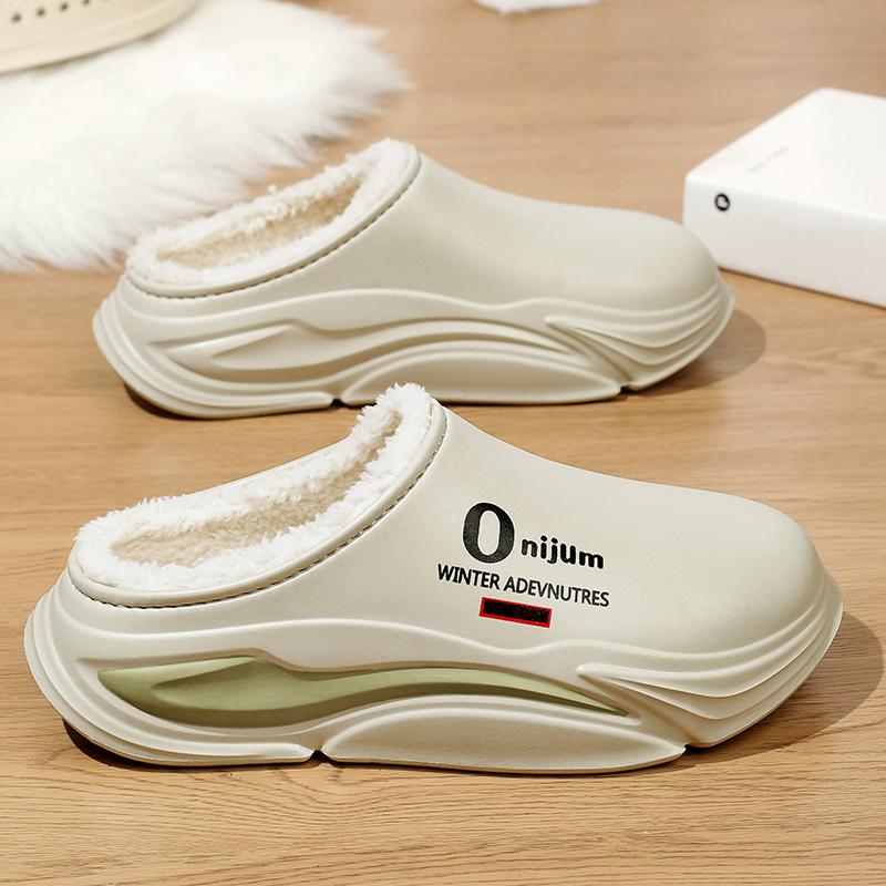 Fashion Winter Men Warm Slippers Women Cotton Slippers Outdoor Indoor Warm Shoes Waterproof Mens Couple Home Bedroom Plush Warm Slippers