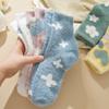 Women's Fall and Winter Thickened Mink Socks Cute Cartoon Pattern Warm Mid-calf Socks