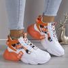 Women's Colorblock High-top Casual Sneakers - Comfy Lace Up Trainers for Breathable and Stylish Platform Basketball Shoes