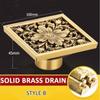 Square Antique Brass Floor Drain Bathroom Shower Insert Stopper Grates Waste Kitchen Floor Drain