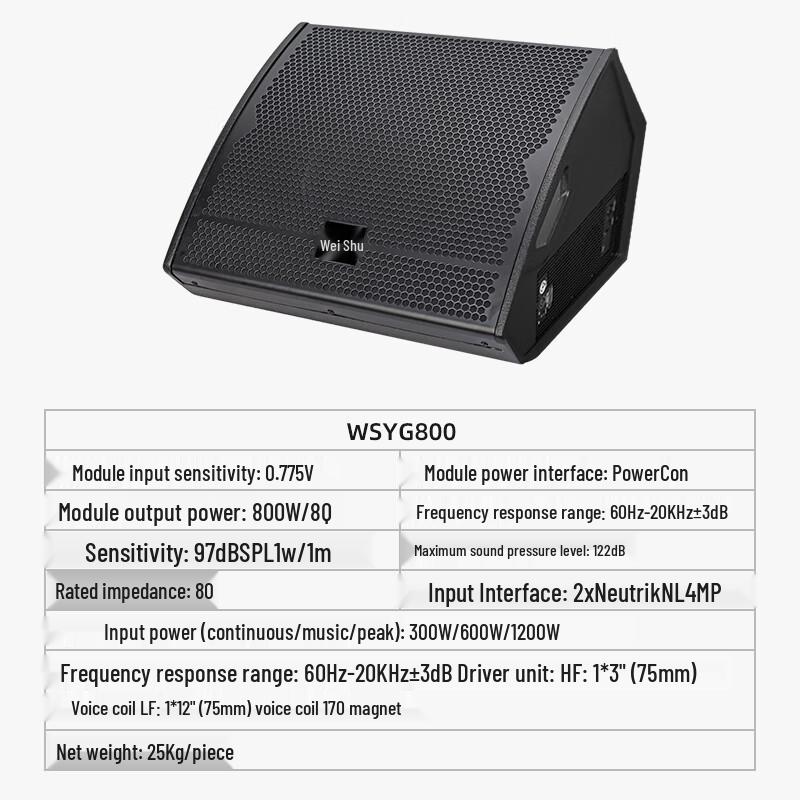 Weishu WSYG800 Single 12-inch Active Coaxial Monitor Speaker