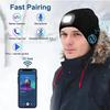 Теплая светодиодная шапка-бини Беспроводная стереогарнитура Bluetooth 5.4 USB-перезаряжаемая Регулировка 3 режима затемнения Светодиодный свет Теплая музыкальная шапка