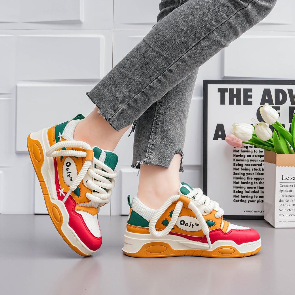 Soft Soled Bread Shoes for Women In Spring, Panda Shoes, Height Increasing Shoes, Versatile Casual Thick Soled Board Shoes for Women