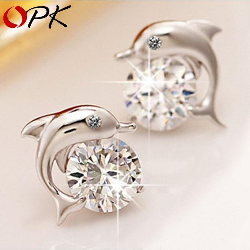 Серебряные серьги с дельфинами и цирконом, Япония и Южная Корея, Сладкий ветер, Серьги из чистого серебра… Больше