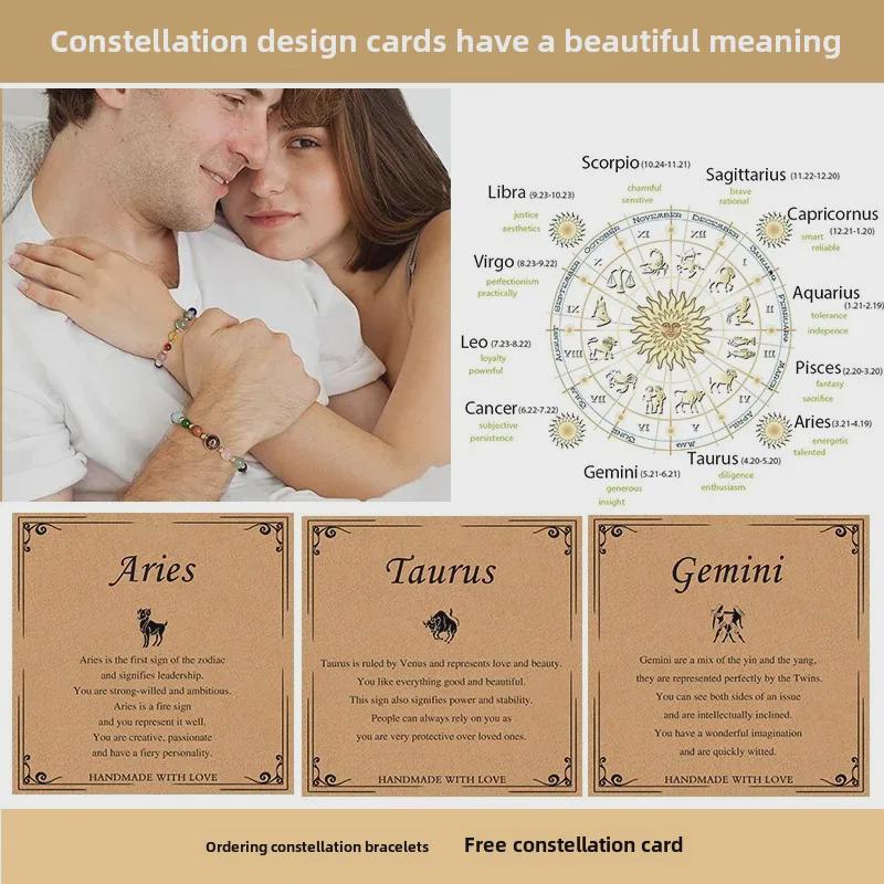 Браслет с планетами и созвездиями из матовых каменных бусин