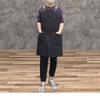 Korean trend black denim split double-layer restaurant milk tea shop cafe waiter work clothes apron