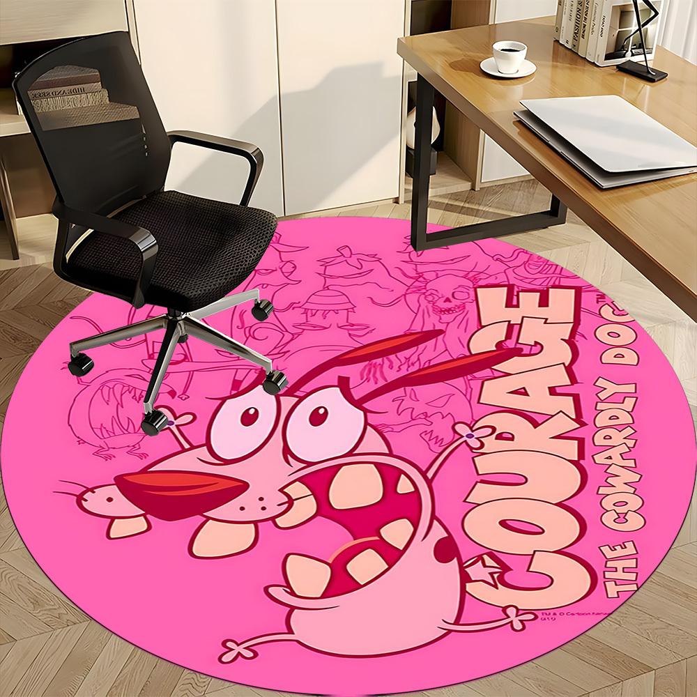 1pc Courage Dog Office Round Area Rug, Under Office Chairs Bedroom Living Room Home Decor, Room Deco