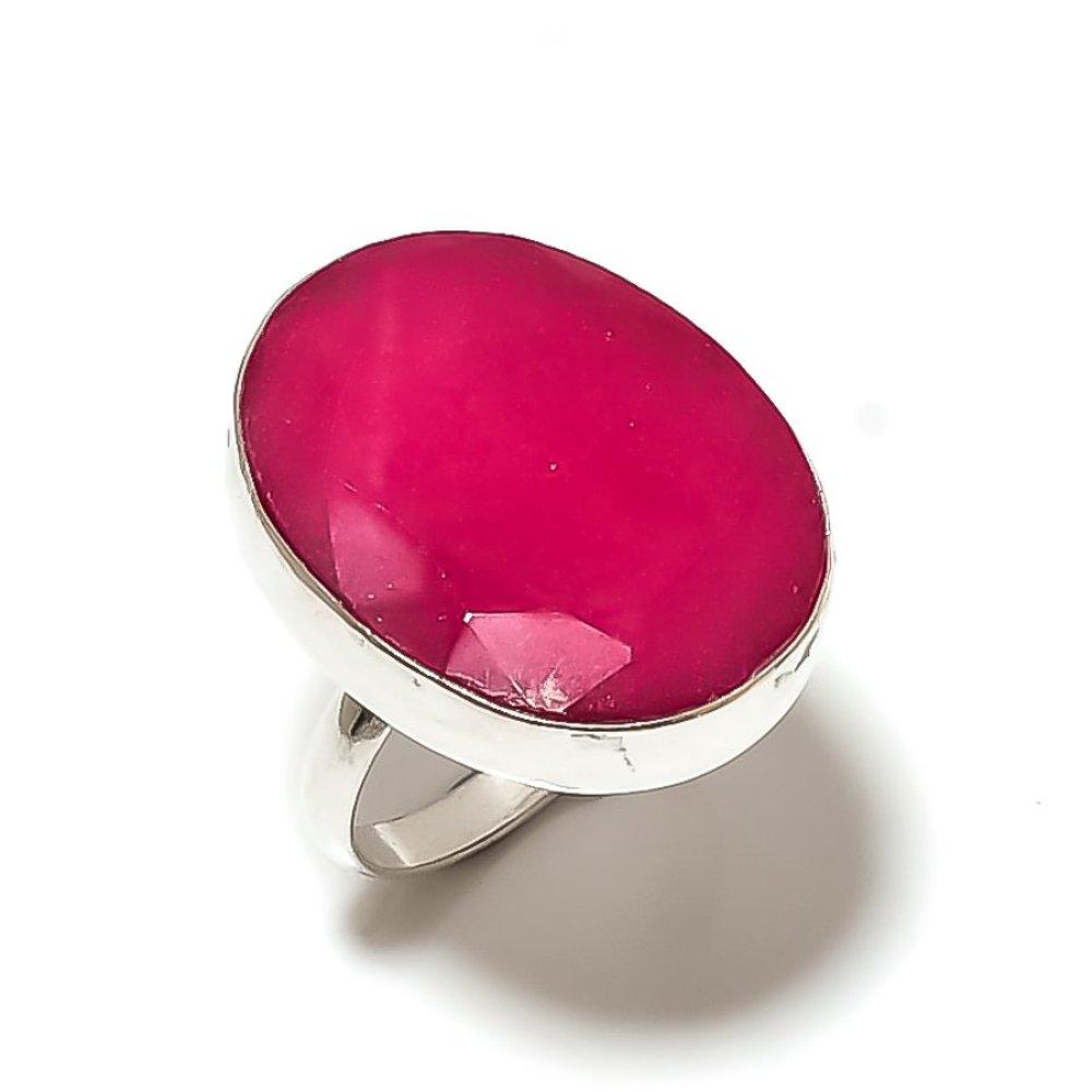 Ruby(Simulated) Gemstone Handmade 925 Sterling Silver Jewelry Ring Size 10 W1v20