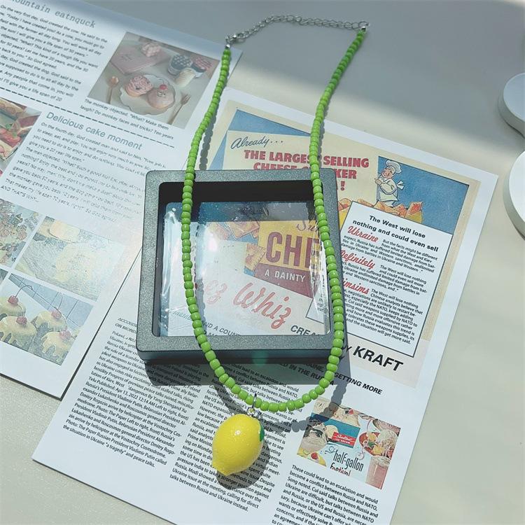 Трендовые украшения Дофаминовых цветов Яблоко Клубника Лимон Фрукты Подвеска Бусины Ожерелье для женщин Y2K Милый чокер Вечернее ожерелье