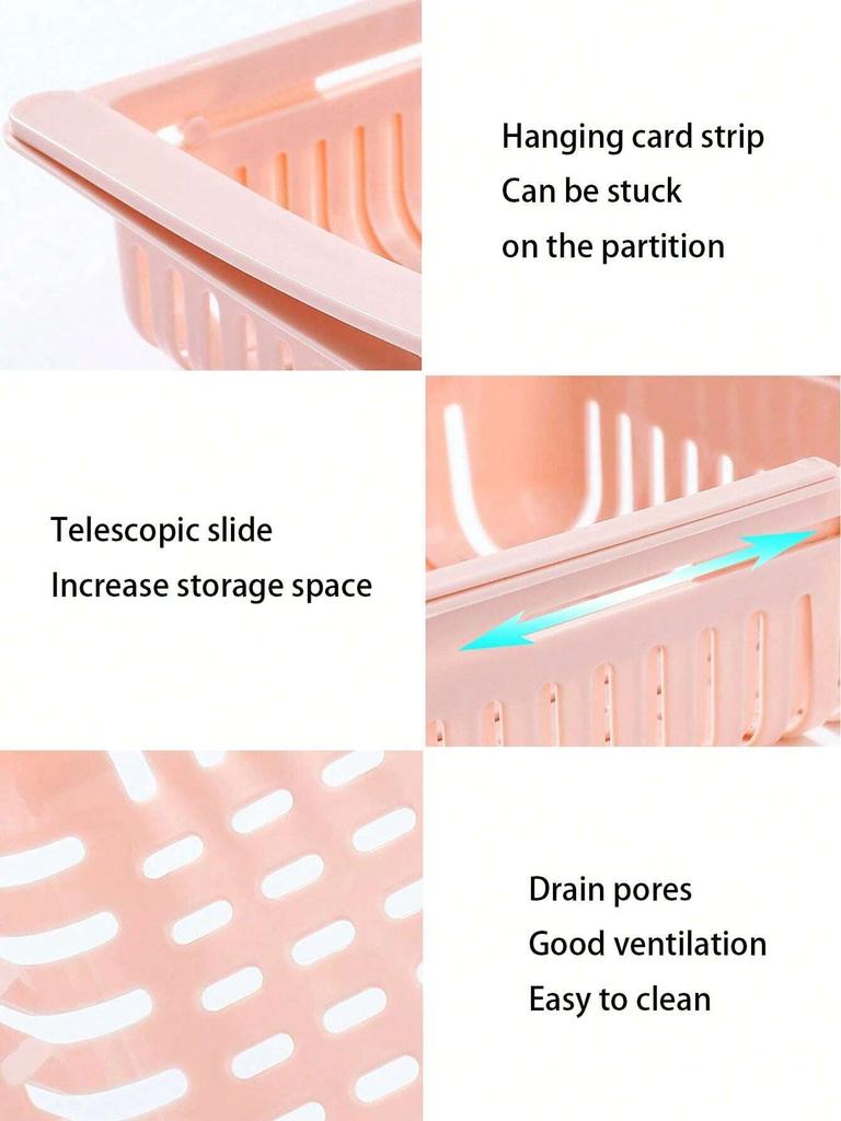 Корзина для хранения в холодильнике, расширяемая пластиковая полка-контейнер, органайзер для холодильника, ящик для экономии места, кухонные принадлежности