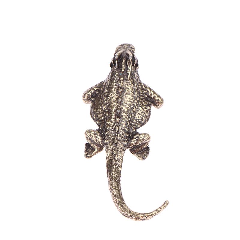 Alloy Lizard Statue Solid Animal Sculpture Desktop Ornament Simulation Animal Crafts Collection Home Decorations Accessories