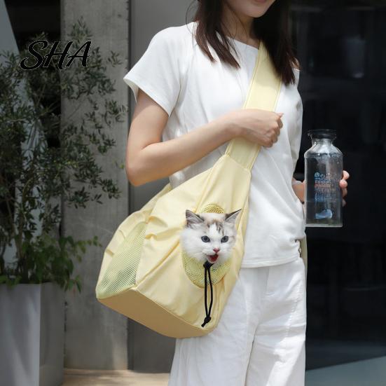 Breathable Mesh Pet Carrier Sling Bag with Mesh, Safety Tether, Washable Cat Bag, Crossbody for Cats And Small Dogs Lightweight Tote