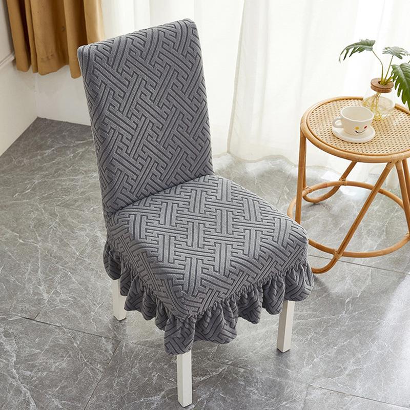 Жаккардовый стрейч чехол-юбка для обеденного стула на все сезоны