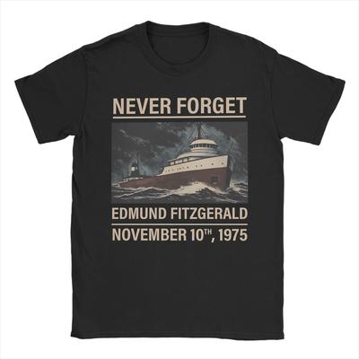 Футболка Edmund Fitzgerald для мужчин Большой корабль Забавная Хлопковая футболка С круглым вырезом С коротким рукавом Футболки Графическая одежда