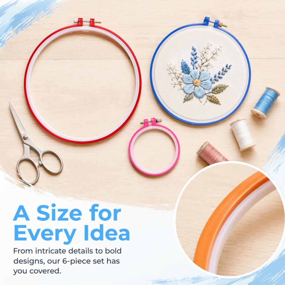 6pcs Adjustable Design Cross Stitch Frame Plastic Plastic Embroidery Hoop For Decoration