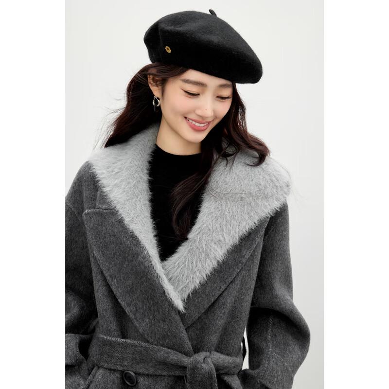 Qiushui Yiren Women's Double-Faced Wool Hooded Commuter Coat