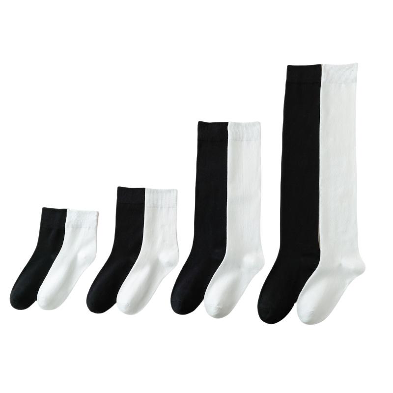 Women's Autumn and Winter Pure Cotton Calf Socks, All-cotton Black Over-the-knee Socks, Women's Slimming Pressure Socks, Solid-colored Long Stockings
