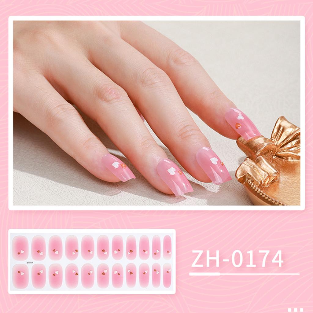 22 Finger Manicure Stickers Nail Polish Film Nail Stickers 5D Bronzing Waterproof Adhesive Nails Summer Hybrid
