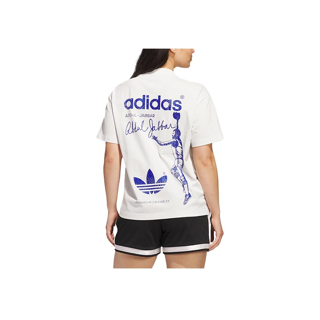 Adidas Оригинальная футболка Kareem Skyhook Classic Retro Свободная Удобная с Коротким Рукавом Унисекс Топы Облачно-Белая JD5192