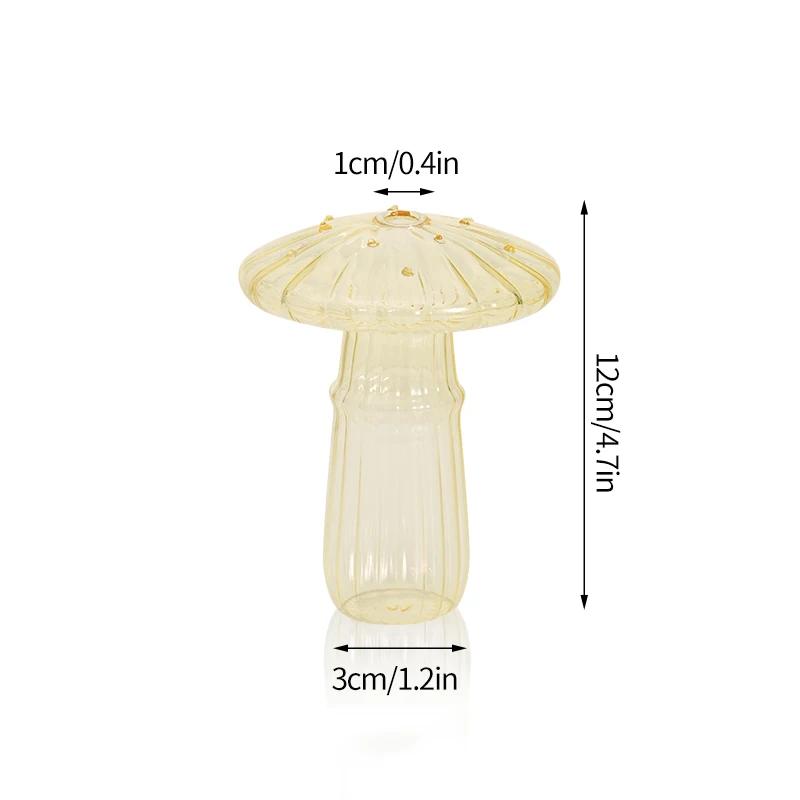 Mushroom Glass Vase Transparent Flower Bottle Small Vase Hydroponic Flower Pot Aromatherapy Bottle Office Desktop Ornament